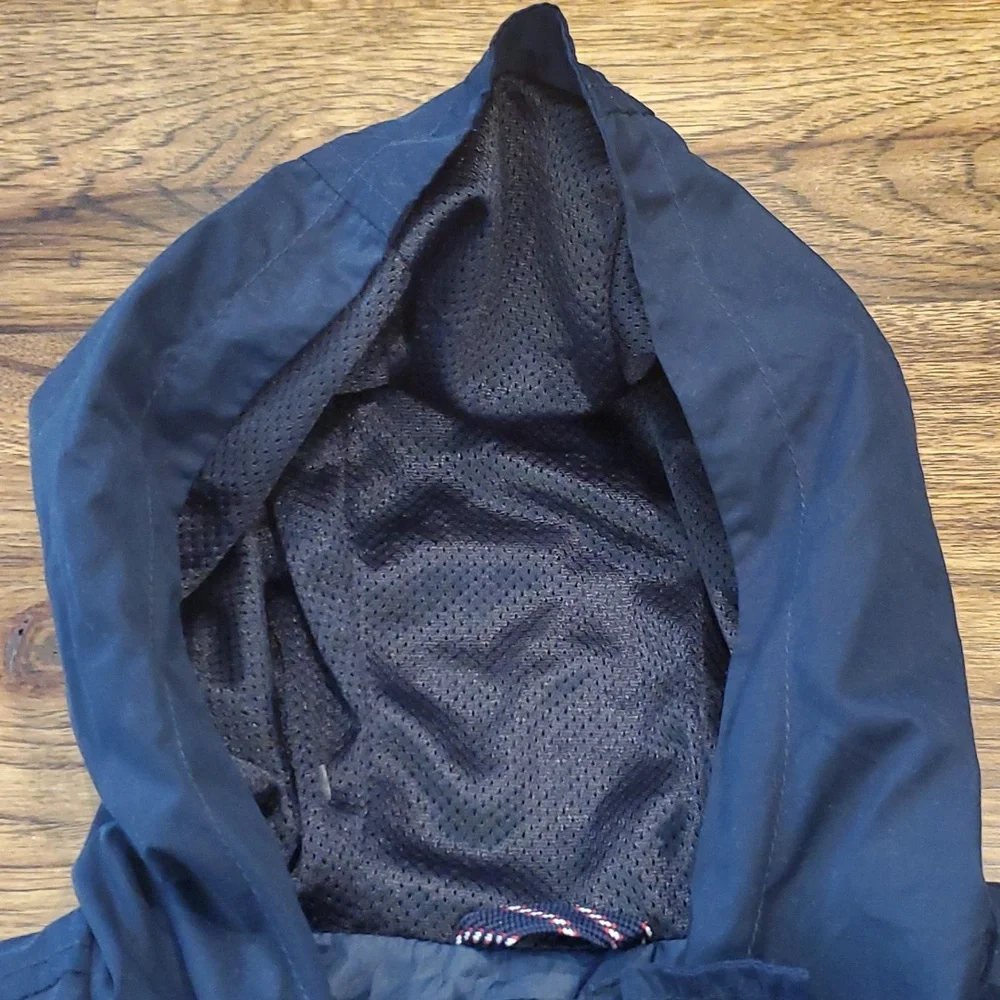 Kids Old Navy navy blue lined & hooded rain jacket size XL(14/16)